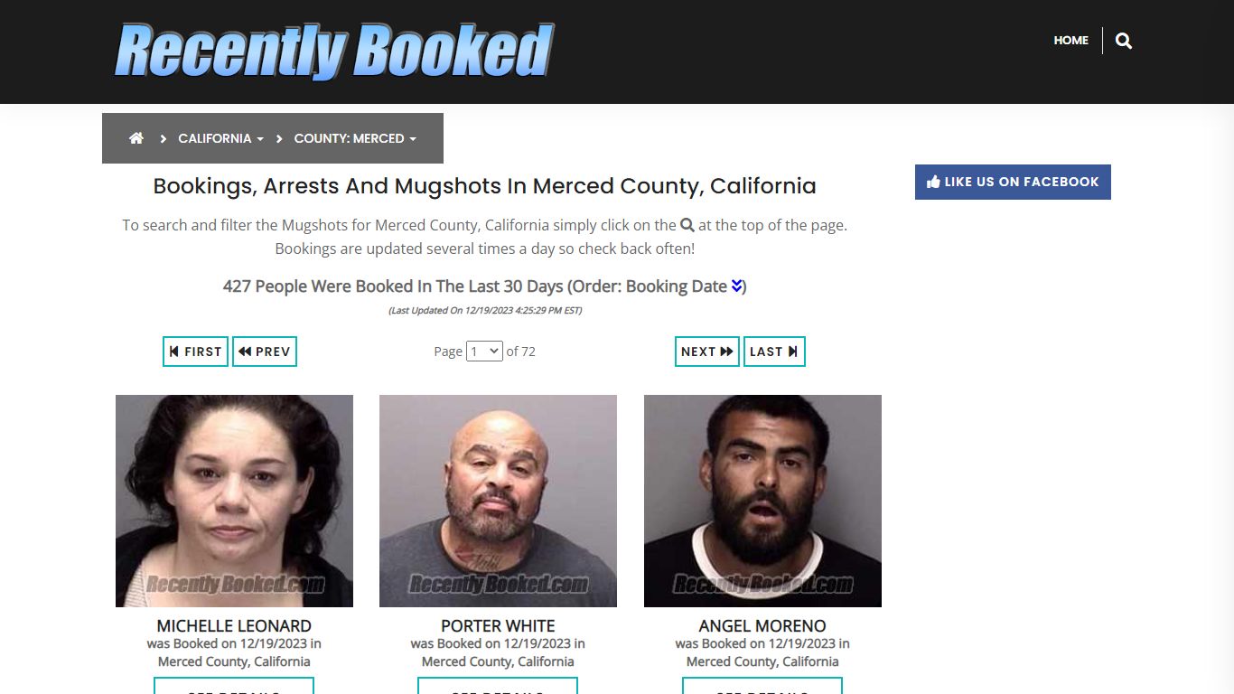 Bookings, Arrests and Mugshots in Merced County, California